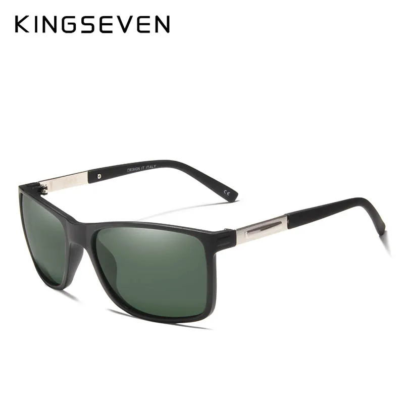 KINGSEVEN Polarized Sunglasses Men's Driving Shades Male Sun Glasses For Men Original Luxury Brand Designer Oculos - Цвет линз: black green