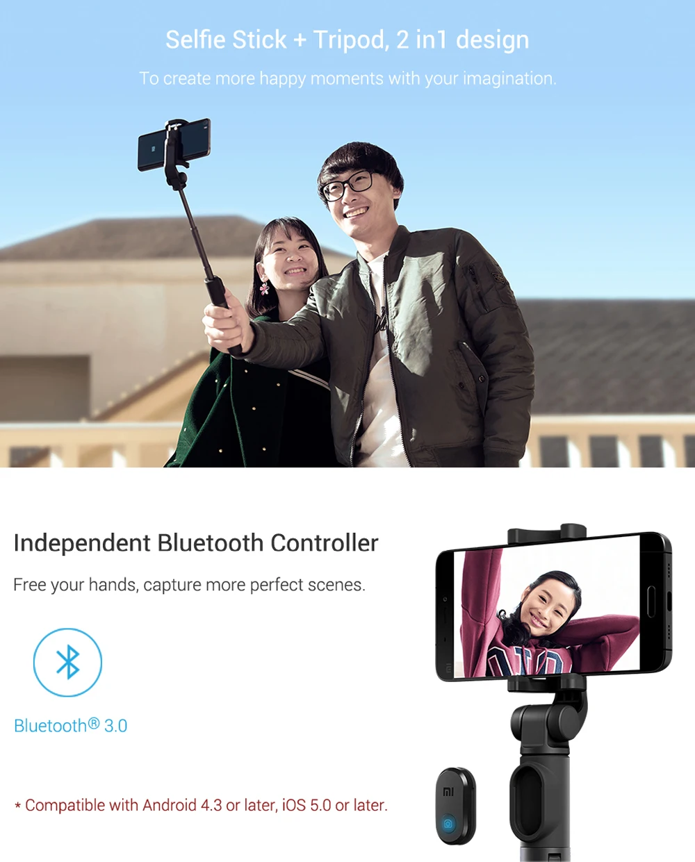 Xiaomi Bluetooth селфи палка мини складной штатив на 360 градусов вращающийся беспроводной Затвор держатель камеры кронштейн для ios andriod phon