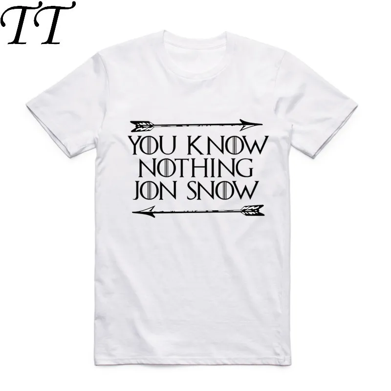 

2019 Fashion Men Print Game Of Thrones T-shirt O-Neck Short Sleeves Summer You Know Nothing Jon Snow Casual Tops Tees T Shirt