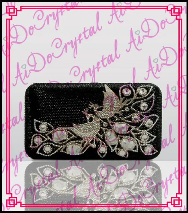 Aidocrystal peacock pattern ladies popular hard clutch black evening bag for women