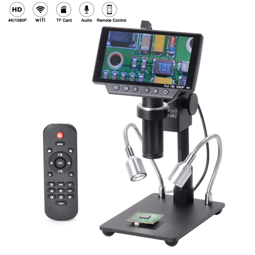 Цифровой микроскоп 5 дюймов 16 МП 4K 1080P 60fps HDMI USB Wi Fi объектив 150X C mount с датчиком