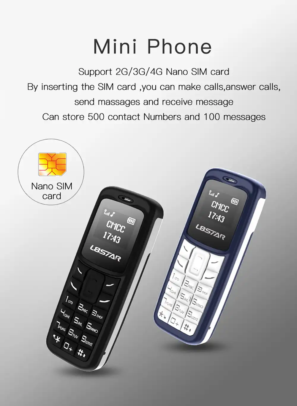 L8STAR BM30 мини телефон беспроводной Bluetooth наушники SIM + TF карта разблокированный