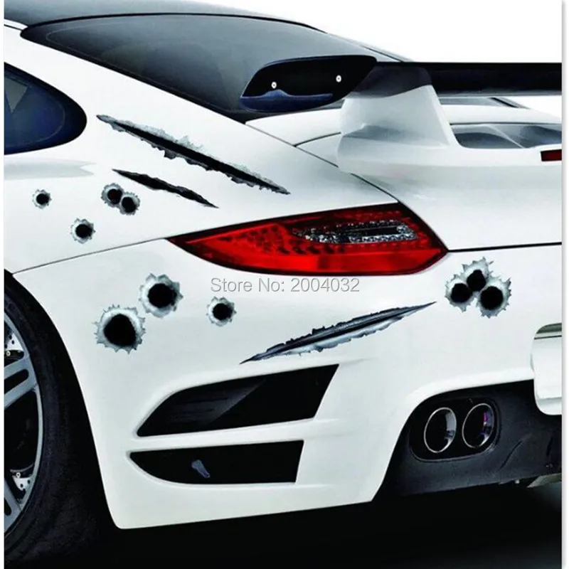 Авто-Стайлинг 3D следы от пуль, Стикеры для camry Вольво форд мондео 4 renault duster ford Kia sportage 3 mitsubishi bmw e46