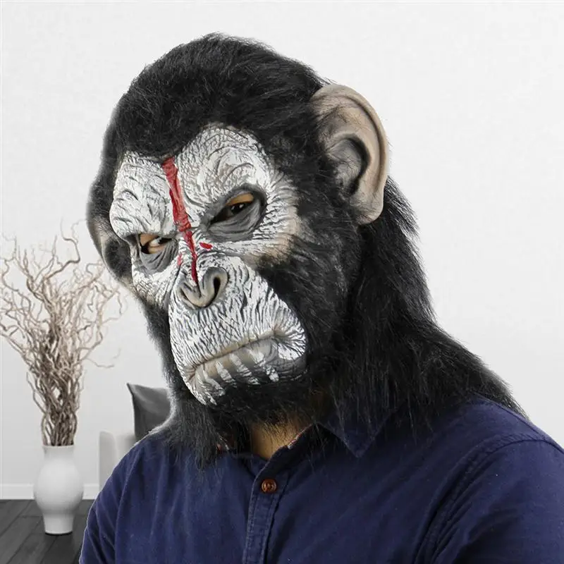 

Halloween Scary Realistic Ghastful Creepy Horrible Man Ape Mask Masquerade Supplies Cosplay Costumes Party Props
