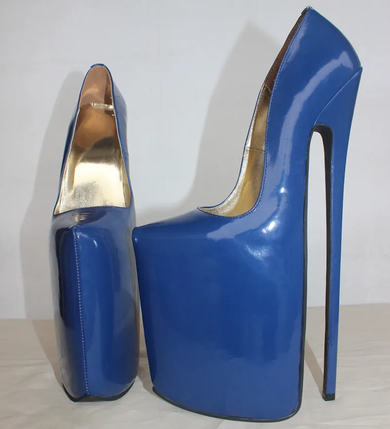 Custome 12inch Heel Patent Leather Pump Extreme High Heel 30cm Heel With Platform Women Pump