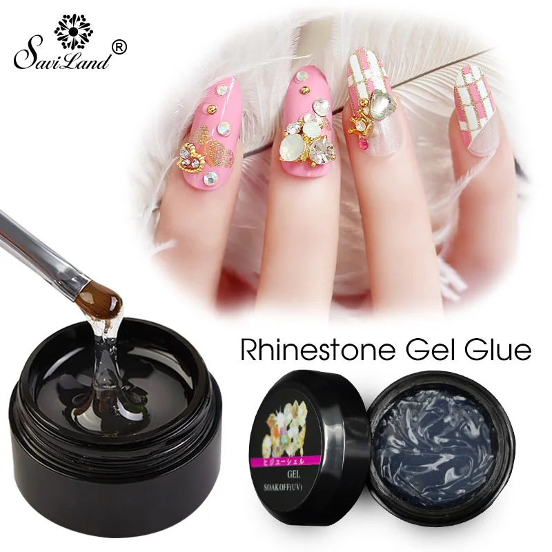 Saviland Super Sticky Gel Varnish Rhinestone Gel Glue Transparent UV Nails Glue Adhesive Nail