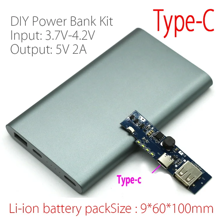 DIY power Bank PCB модуль комплект USB 3,7-4,2 V 5V 2A power Bank 18650 зарядное устройство литий-полимерные батареи для телефона type-C - Цвет: Full Kit