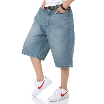 

2019 Classice Blue Plus Fat XL Men's Jeans Korean Fashion Loose Denim Shorts Wild Youthful Simple and Comfortable Jeans