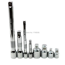 Socket Extension Bar 1/4" 3/8" Drive Wrench Socket Ratchet Tools 1/2" 3/8" 1/4" Square Driver Converter Reducer Adaptor 8pcs Set