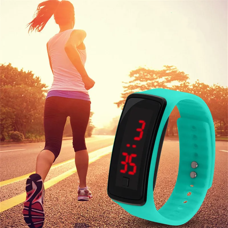 

LED Sports Digital Watch Women Waterproof Silicone Fashion Wristwatch Ladies Fitness LED Wristband Clock for Running