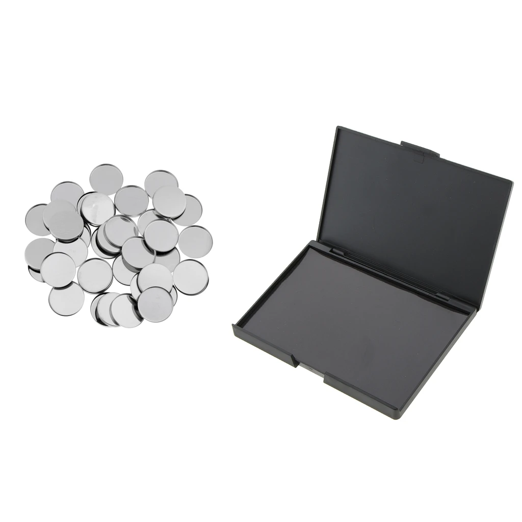 50 Pcs Empty Metal Pans & Large Magnetic Palette Box For Eye Shadow Blusher Concealer DIY Cosmetics