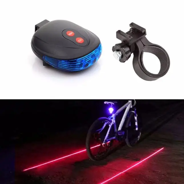 2 Laser +5 LED Flashing Lamp Rear Light Cycling Bicycle Bike Tail