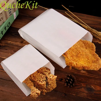 

50pcs Oilproof Paper Food Packaging Bag Snack Biscuit Bread Sandwich Bag White Takeout Wrapping Bag Gift Candy Storage Organizer