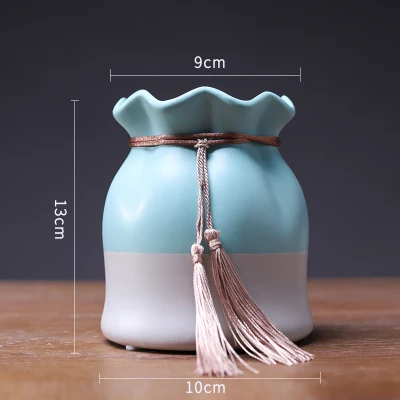blue 13cm Европейская керамическая ваза, орнаменты в виде листа лотоса, ваза с бахромой для водной культуры, фарфоровые цветочные вазы, креативный подарок, украшение - Цвет: blue 13cm