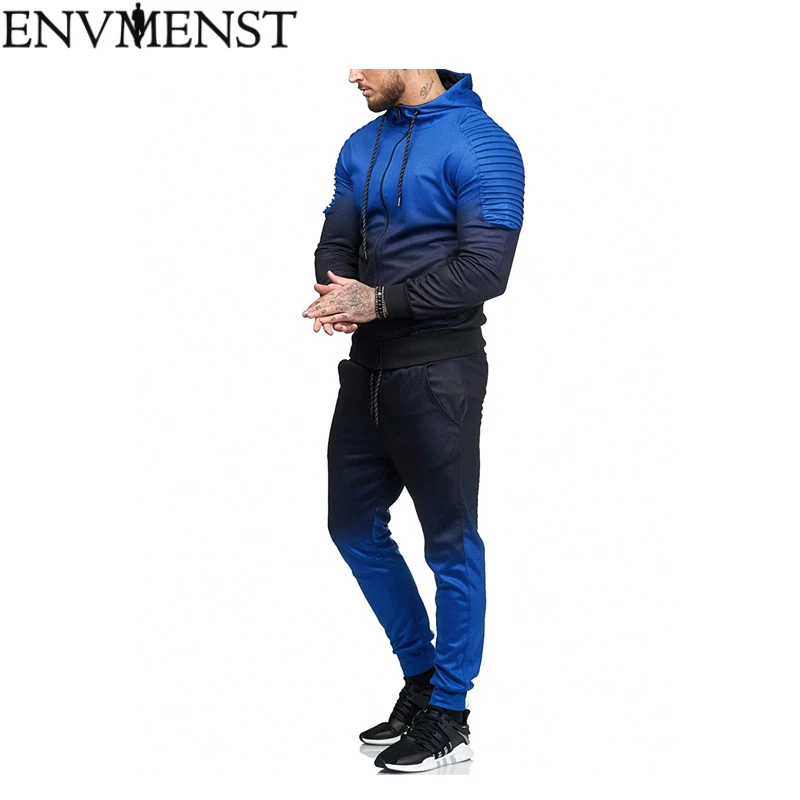 2018 Casual Tracksuit Mens Sets Sweatsuits Sportswear Mens Pullover Hoodie and Pants Strips Hooded Sweatshirt Sportswear