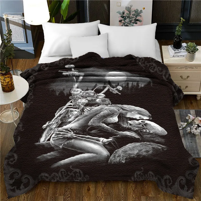 

Modern Thick Fleece Throw Blanket Skull Soft 150x200cm TV Blankets For Bed/Sofa