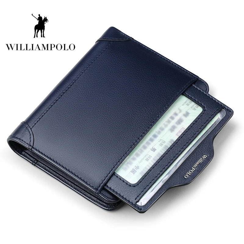 

WILLIAMPOLO Genuine Leather Men Wallet Loose Driving Lisence Cartera Hombre Cuero Wallet Slim Men PL299