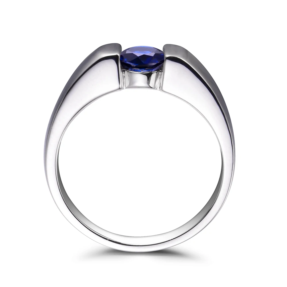 Украшения leige Blue Sapphire Promise Кольца камень месяца сентябрь круглая форма кольцо с синим драгоценным камнем Настоящее серебро 925 проба для женщин