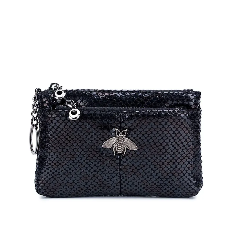 snake black EASTNIGHTS, Модный маленький кошелек с Пчелкой, Женский кошелек из натуральной кожи, Дамская змеиная Сумочка с узором, кошелек для ключей TW2312 - Цвет: snake black