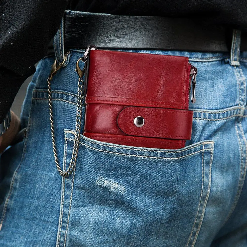 KAVIS Rfid 100% جلد طبيعي النساء المحفظة الإناث Portomonee محفظة نسائية للعملات المعدنية قصيرة الذكور المال حقيبة جودة مصمم الذكور بطاقة صغيرة