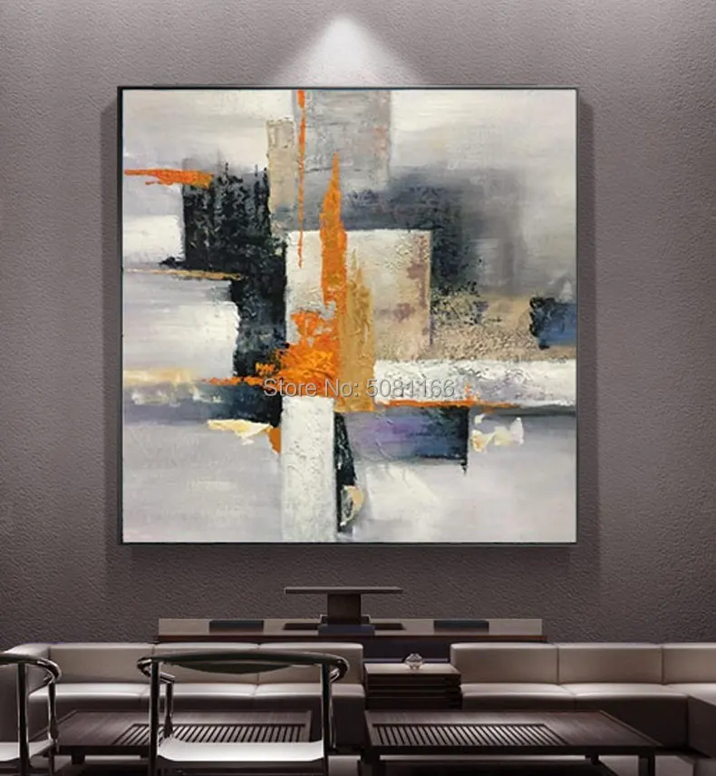 

Hand painted Nordic Style gray Color Canvas Painting textured oil painting For Living Room Bedroom Aisle Wall Art Decor