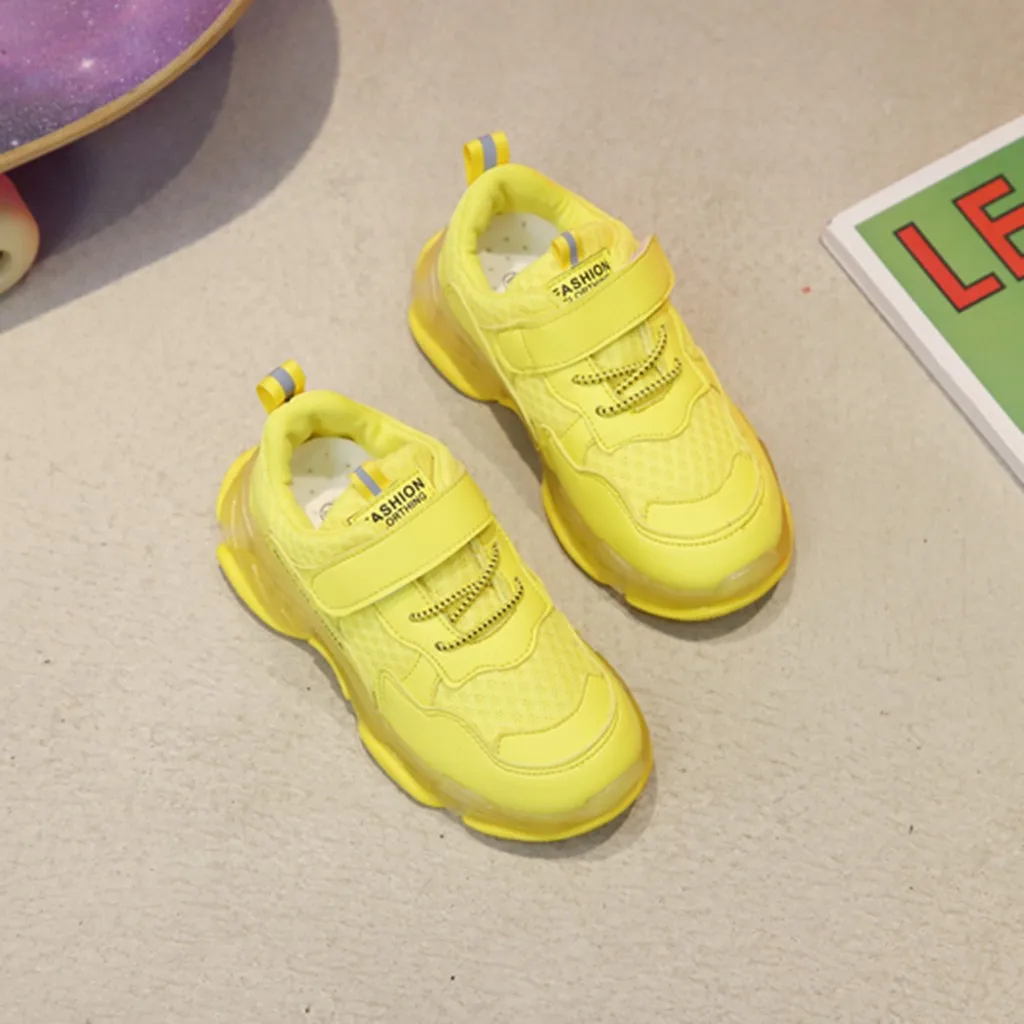 Новинка; детская светящаяся обувь для мальчиков и девочек; спортивная обувь для бега для маленьких мальчиков и девочек; однотонные сетчатые светящиеся спортивные кроссовки для бега;# Y1