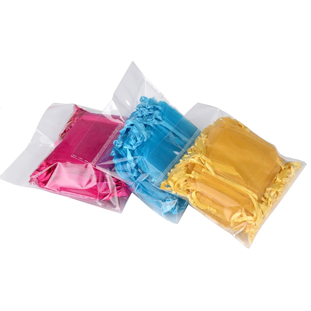 50 шт. 5x7 см Разноцветные декоративные упаковочные мешочки на шнурке и маленькие