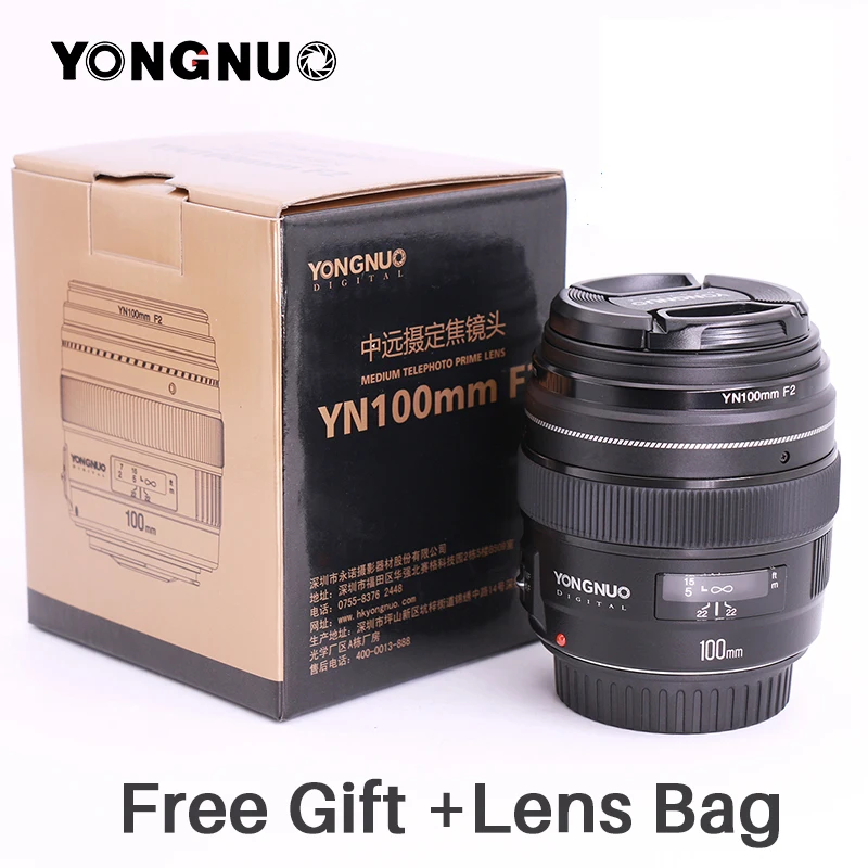YONGNUO 100 мм объектив yn100мм F2.0 AF/MF с фиксированным фокусом для камеры Canon EOS Rebel 1300D T6 760D
