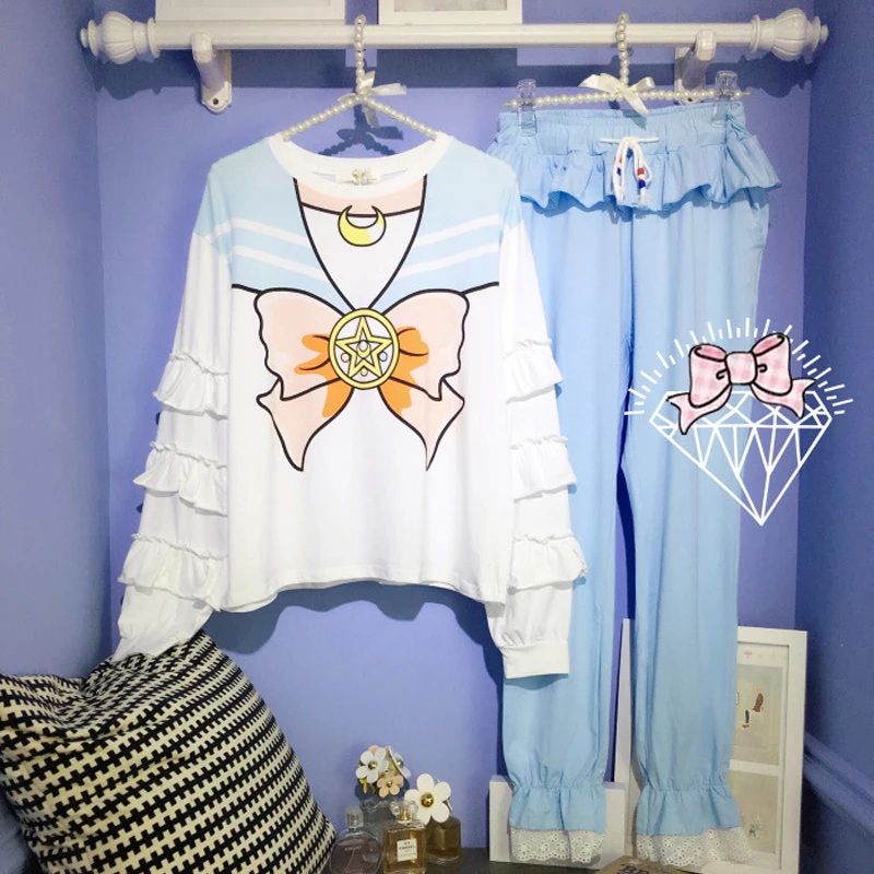 2 шт. женские пижамные комплекты из топа и брюк|home clothes|pajama setspajamas girls |