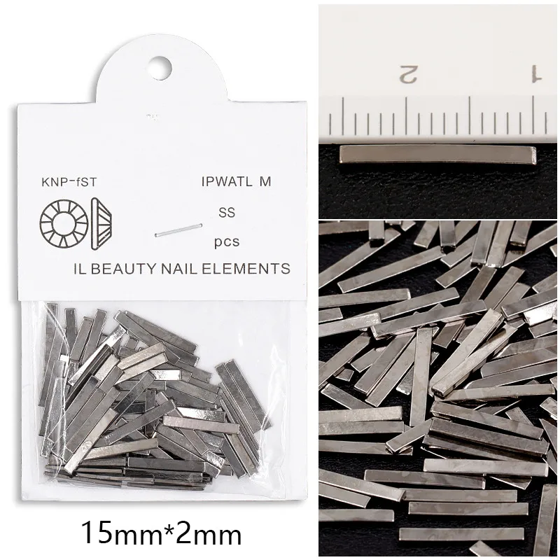 15MM Black 100 шт./пакет Золотой Серебряный Черный 3d металлические украшения для ногтей легированные подвески для аксессуары для ногтей поставок инструментов 5 длин - Цвет: 15MM Black