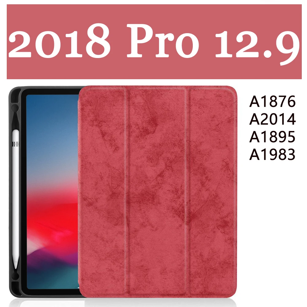 Для iPad Pro 12,9 чехол с карандашом держатель из искусственной кожи TPU мягкий чехол для iPad Pro 12,9 чехол Беспроводная зарядка - Цвет: Red 2018