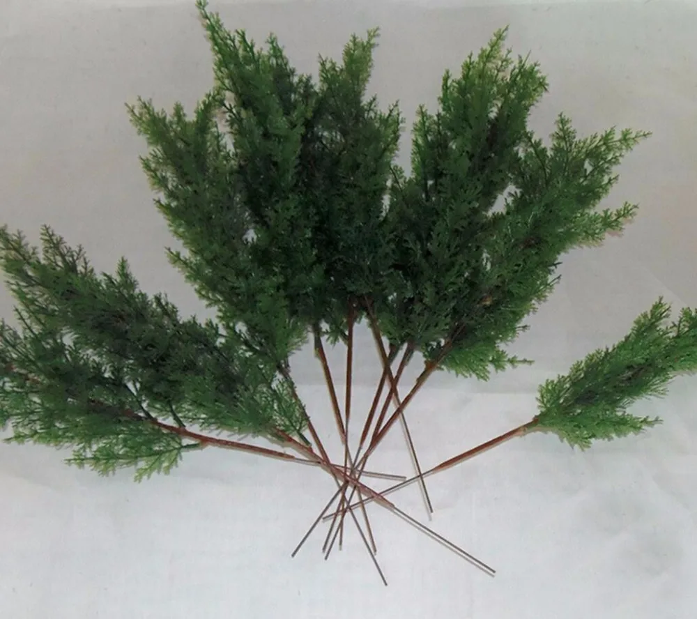 50pcs 42cm Green Artificial Cypress Tree Leaf Leaves Branch For Wedding Home Office Hotel