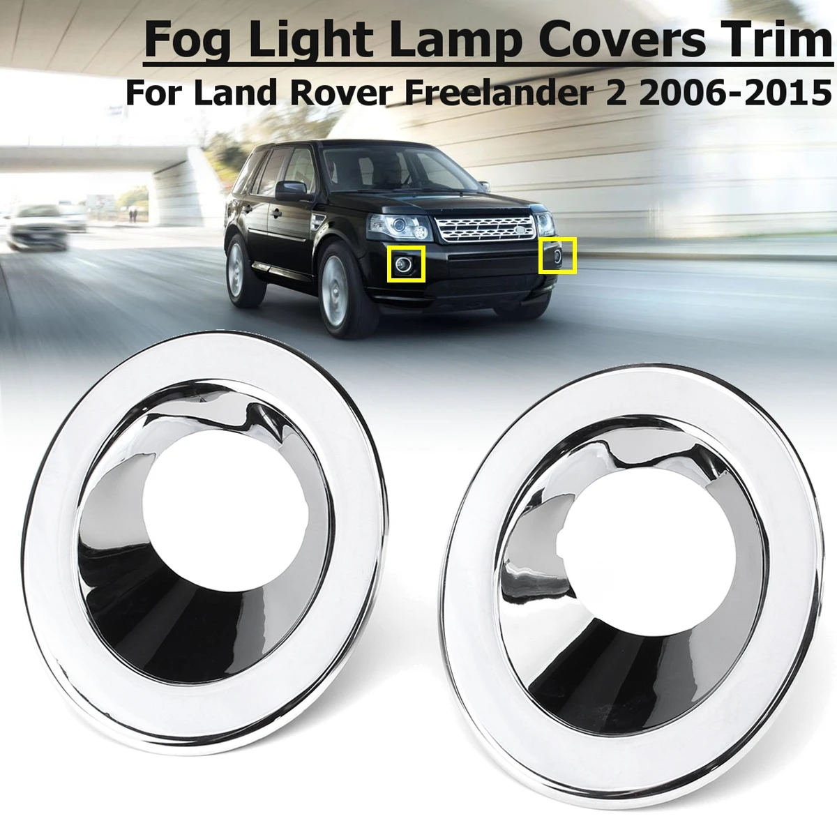 

Chrome Front Fog Light for Land Rover Freelander 2 2006-2015 Lamps Frame Covers Trim Light Trim Molding Garnish Protector Bezel