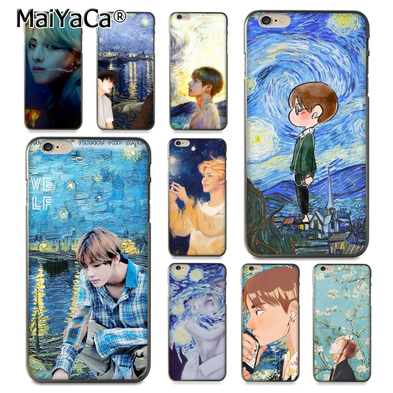 For Iphone 7 6 X Case Bts And Taehyung Van Gogh Art Coque Shell