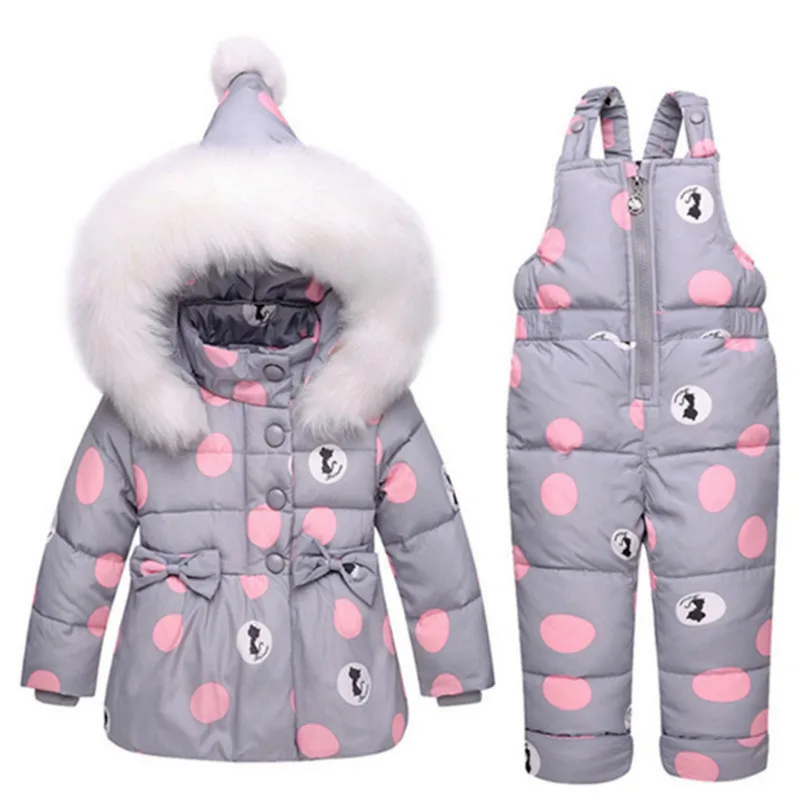 Winter Children Clothing Sets Snow suit Jackets + Jumpsuit 2pcs Set Baby Boy Girls Duck Down Coats