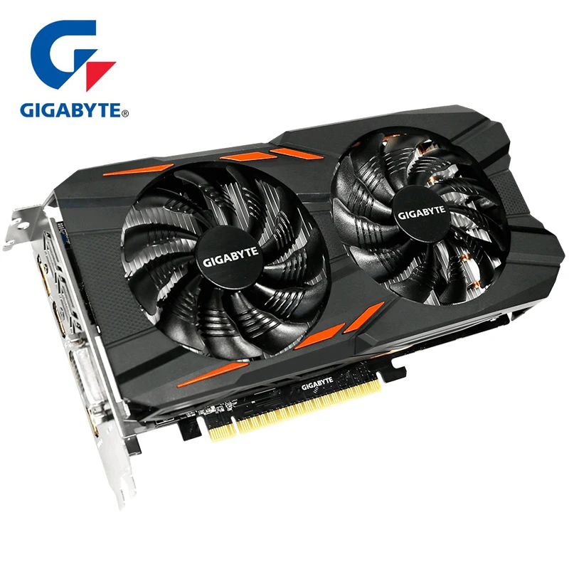

Gigabyte GTX 1050 Ti Windforce OC 4G Integrated with 4GB GDDR5 128bit memory WINDFORCE 2X Protection Back Plate for PC Hdmi Dvi