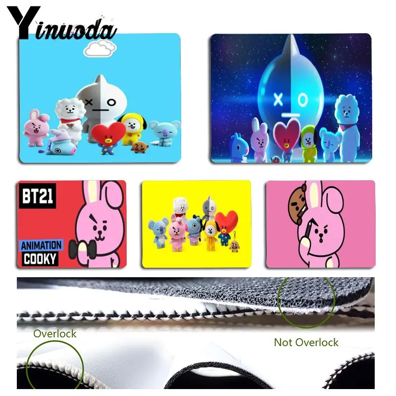 

Yinuoda Your Own Mats BTS BT21 Laptop Gaming Mice Mousepad Size for 18x22cm 25x29cm Rubber Mousemats