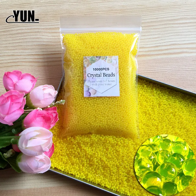 Yellow 500 шт жемчужные кристаллы гидрогелевые гелевые полимерные водяные Бусинки Цветок Свадебный декор Домашний декор растущие водные шары 7D - Цвет: Yellow