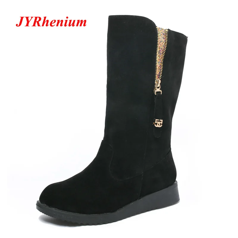 

JYRhenium 2018 New Winter Shoes Plus Size 35-44 High Quality Luxury Woman Short Boots Female Knee Boots Color Sequins Snow Boots