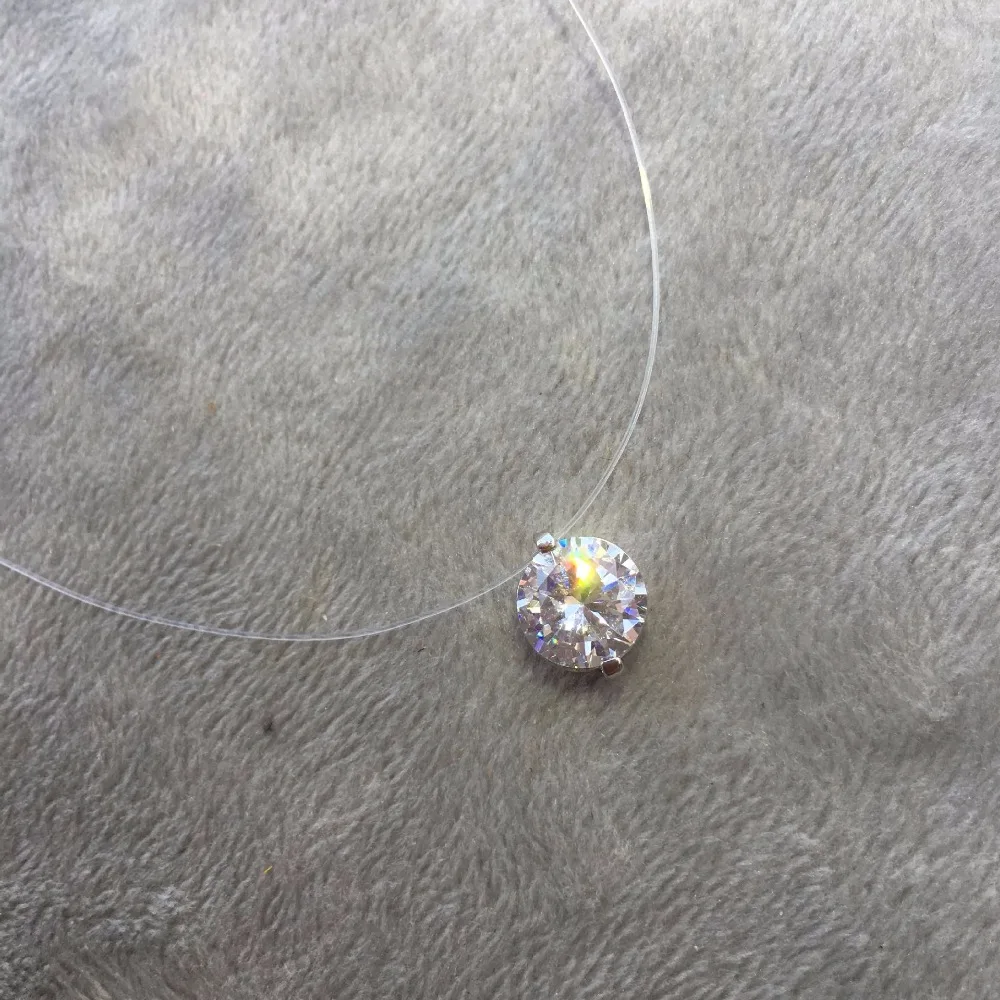 Тонкая прозрачная невидимая линия супер Сияющий циркон колье ожерелье для женщин новые ювелирные изделия Bijoux элегантный подарок