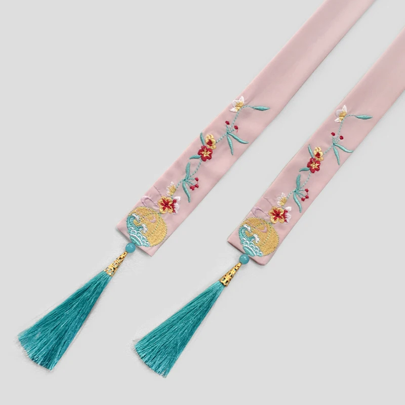 Pink hair ribbon Традиционная hanfu ласточкин хвост с заказной вышивкой волос кружева кисточки Китайский ветер каждый день лучший матч играть роль ofing hairdo - Цвет: Pink hair ribbon