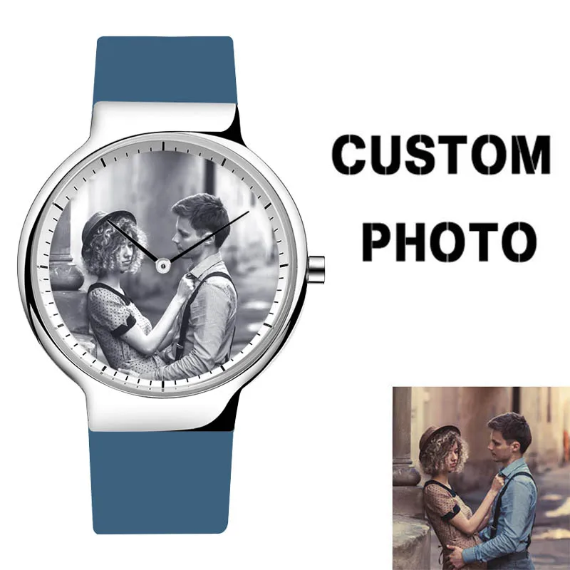 

CL017 OEM Watch With Your Own Brand Japanese Quartz Movt Blue Mens Watch Personalized Company Logo Photo Watches Men