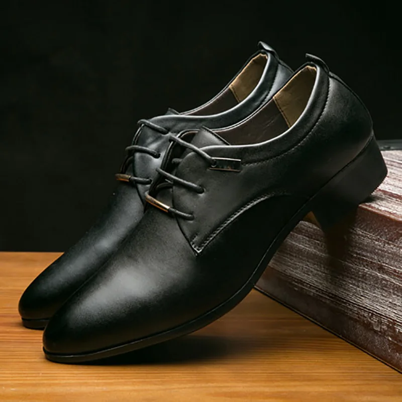 AF01 PU Office Dress Shoes Man Baita Latin Wedding Shoes Prom Sport  Leather Shoes Pointed Men Ballroom Dance Shoes Big Size