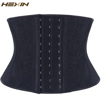 

HEXIN 100% Latex Workout Cincher Waist Trainer Body Shapers Latex Waist Cincher Women Lace Corset Underbust Shapewear
