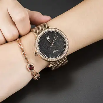 

Luxury GUOU Crystal Rose Gold Stainless Steel Quartz Wrist Watch Wristwatches for Women Ladies High Quality 8083