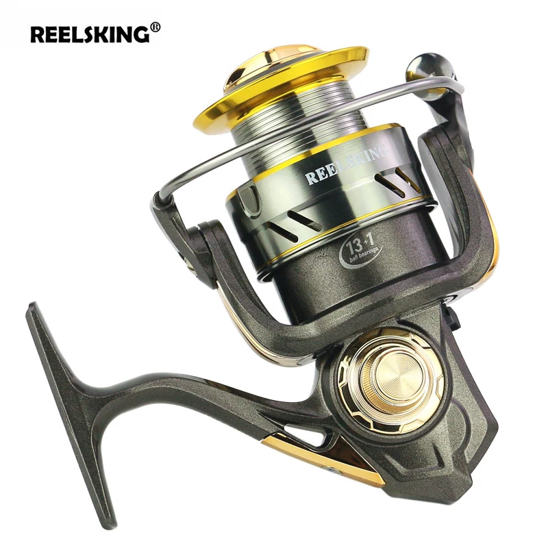 

REELSKING Metal Spinning Fishing Reel 13+1BB High Speed 6.3:1 Max Drag Baitcasting Soft Handle Left / Right Carp Bait Cast Wheel