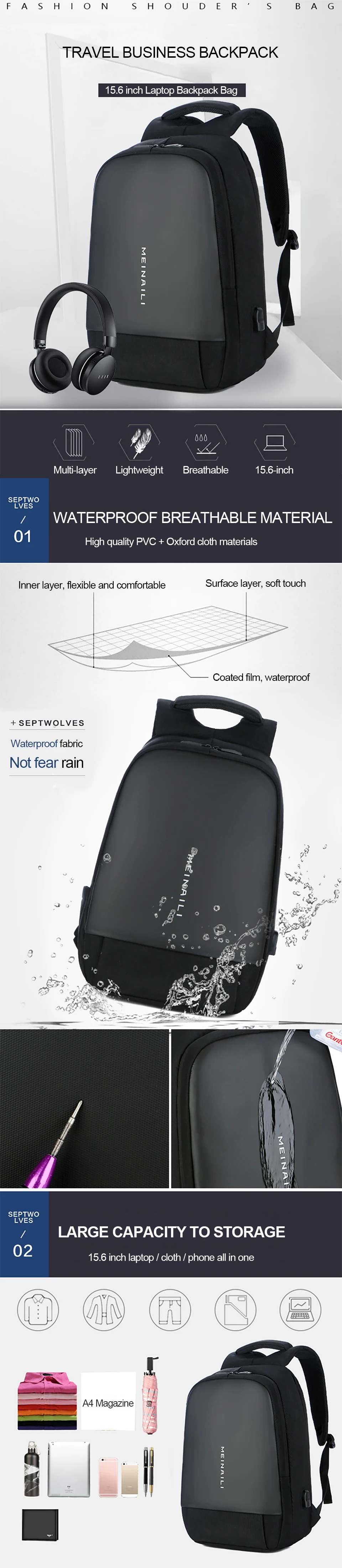 1 Laptop Backpack Anti-theft Backpacks USB Charging Bagpack Waterproof Travel Men Back Pack Large Capacity Luggage School Bag Pack