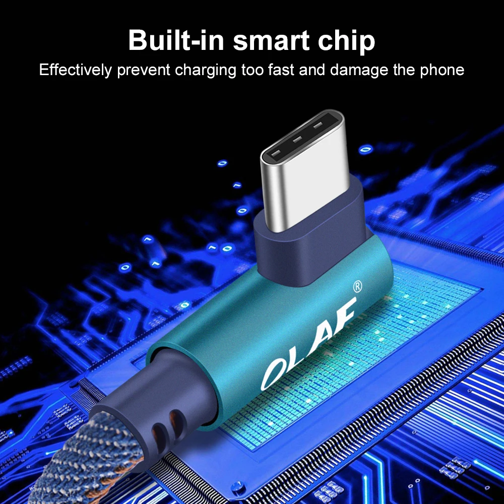OLAF 1 м 2 90 градусов USB Type C кабель для Samsung S9 S10 Plus Быстрая зарядка c Micro iphone X Xs Max