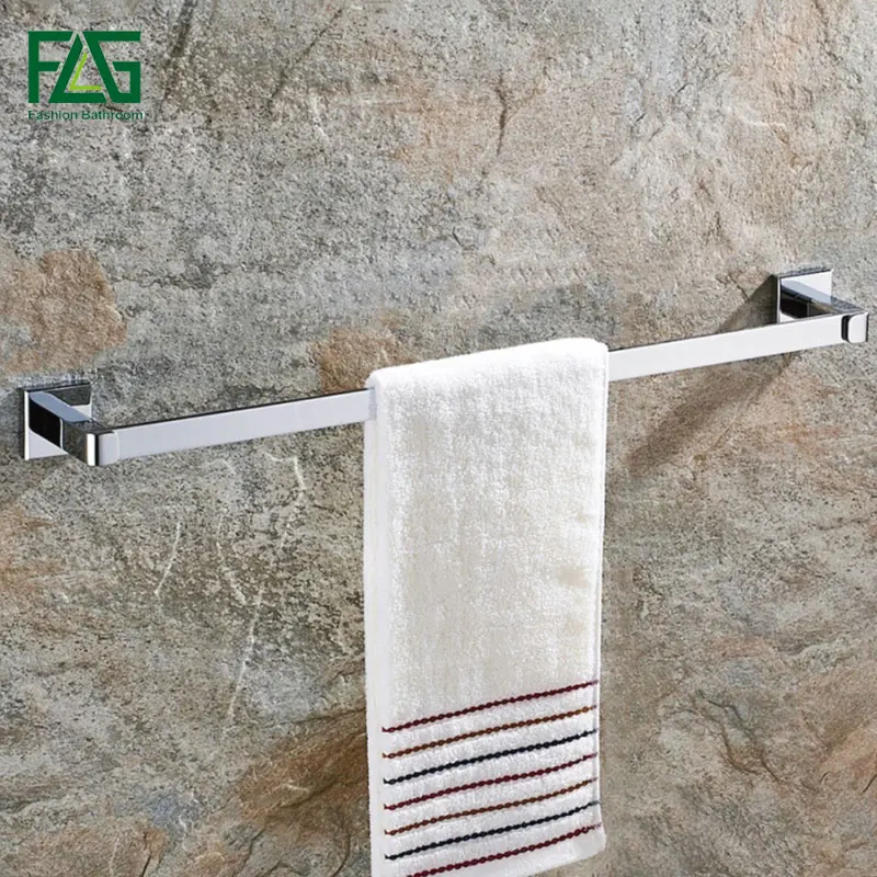 

FLG Bathroom Accessories China Silver Simple Single Towel Holder Towel Bar Towel Rail Chrome Finished Bathroom Hardware 82501