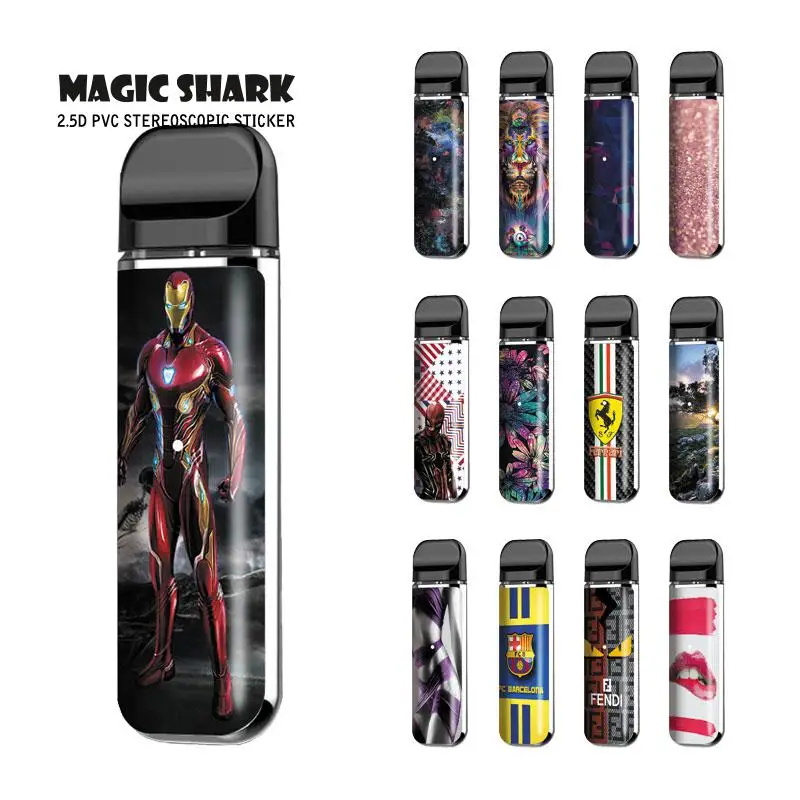 

Magic Shark Iron Man FC Barcelona Deadpool Sexy Lady Lip Flower Rose Gold Bling PVC Sticker Case for Smok Novo 001-018